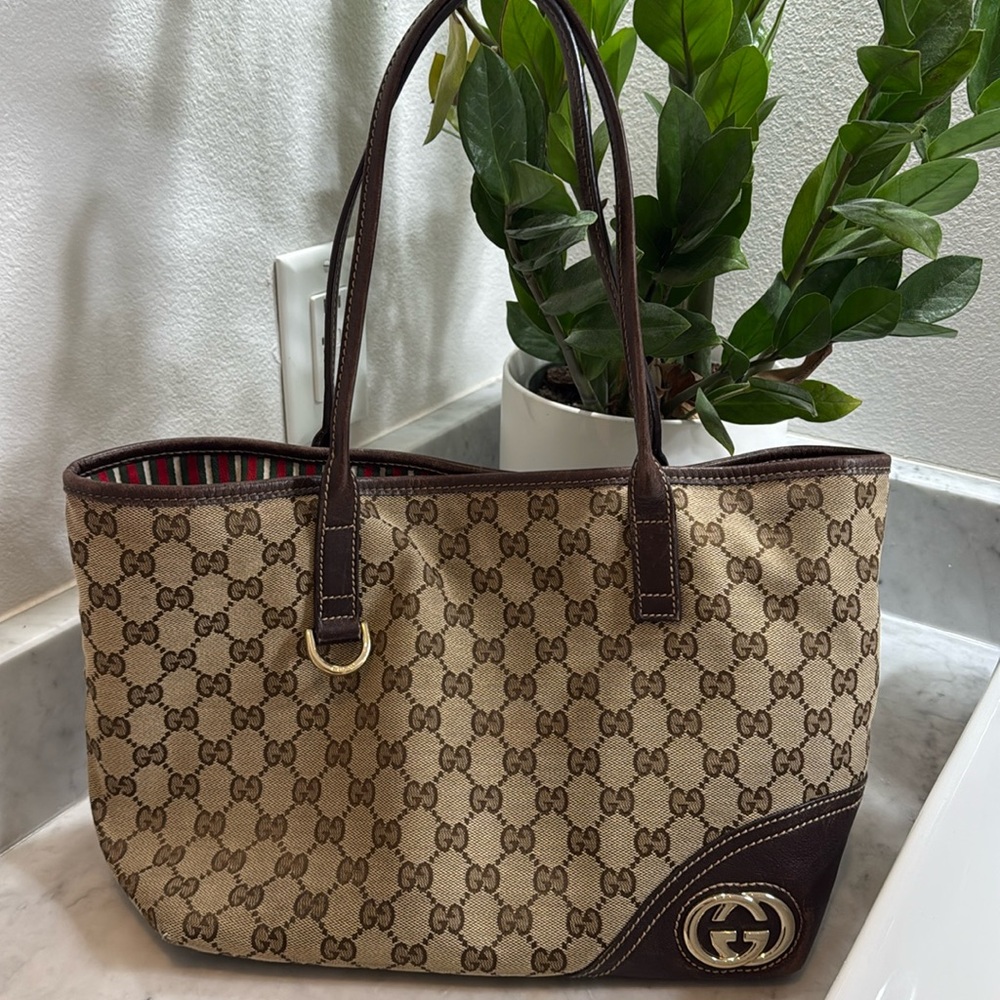GUCCI Neutrals New Britt Canvas Tote